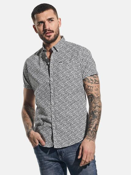 emilio adani Hemd mit sommerlichem All-Over-Print Saphirblau