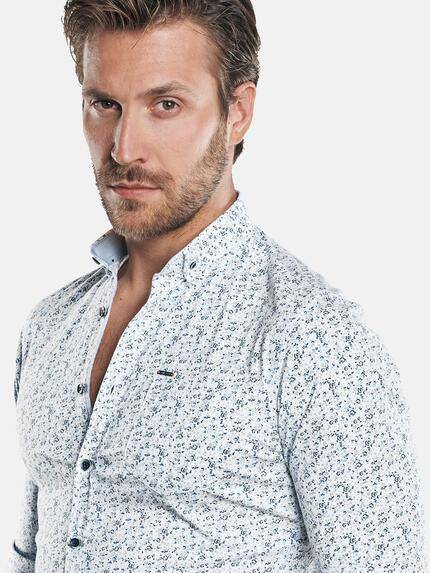 emilio adani Herren Modisches Langarmhemd mit All-Over Druckmusterung Blau 30084 emilio adani Herren Modisches Langarmhemd mit All-Over Druckmusterung Blau 30084