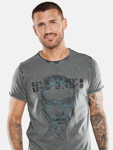 emilio adani Herren T-Shirt mit Print Türkis 33419 emilio adani Herren T-Shirt mit Print Türkis 33419
