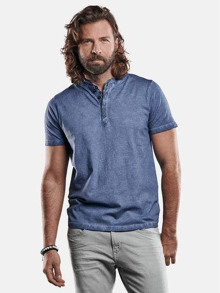 emilio adani Henley T-Shirt Indigoblau