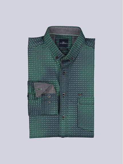 engbers Herren Langarm-Hemd gemustert Gruen 39443