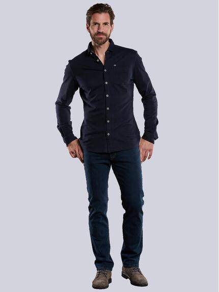 engbers Herren Langarm-Hemd uni Saphirblau 34031