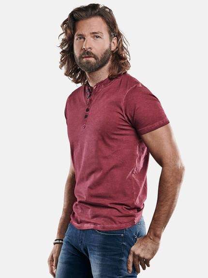 emilio adani Henley T-Shirt Dunkelrot