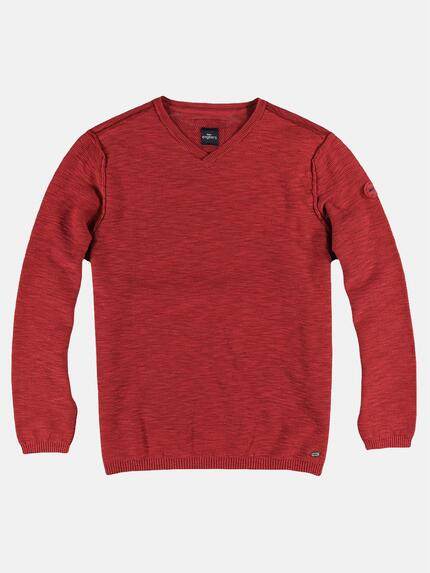 engbers Herren Pullover V-Ausschnitt Rot 24540