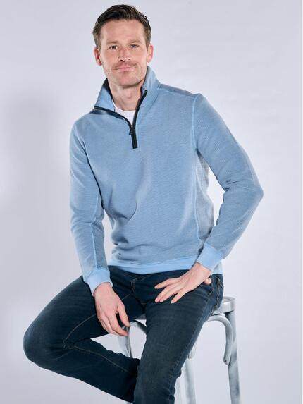 engbers Herren Sweatshirt mit Stehkragen Mittelblau 40084