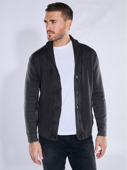 emilio adani Herren Cardigan strukturiert Grau 38250