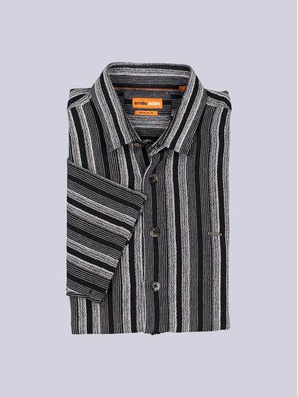 emilio adani Herren Kurzarm-Hemd gestreift Blau 38995 emilio adani Herren Kurzarm-Hemd gestreift Blau 38995