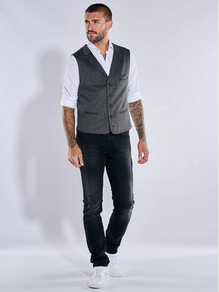 emilio adani Herren Sakko-Weste slim fit Grau 37567