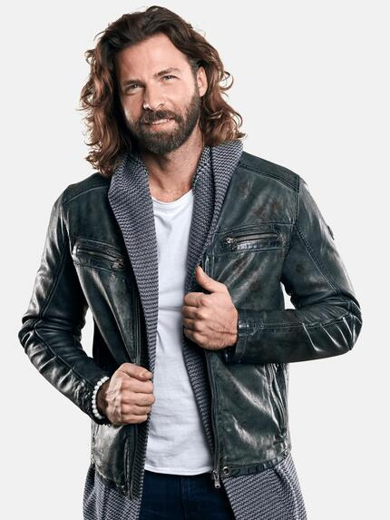 emilio adani Lederjacke im Retrodesign Dunkelbraun