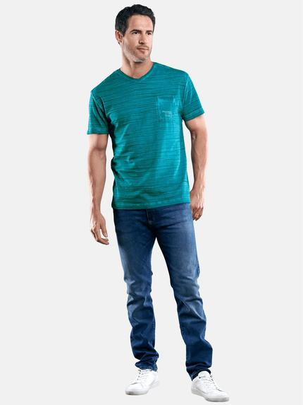 engbers Herren T-Shirt in Flammgarnoptik Petrol 29238 engbers Herren T-Shirt in Flammgarnoptik Petrol 29238