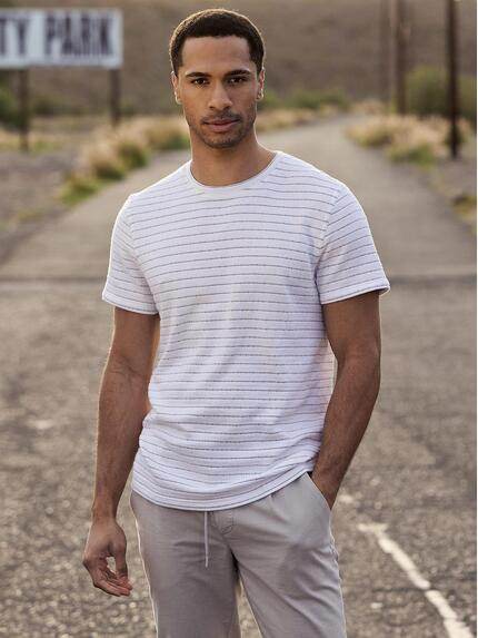 emilio adani Herren Rundhals T-Shirt Reinweiss 40462