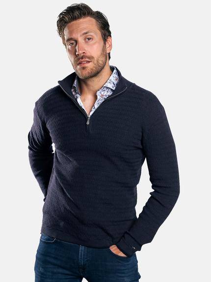 emilio adani Strickpullover mit Reißverschlusskragen Saphirblau