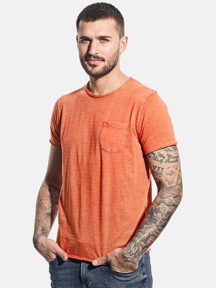 emilio adani Streifenshirt aus softem Slub-Jersey Dunkelorange