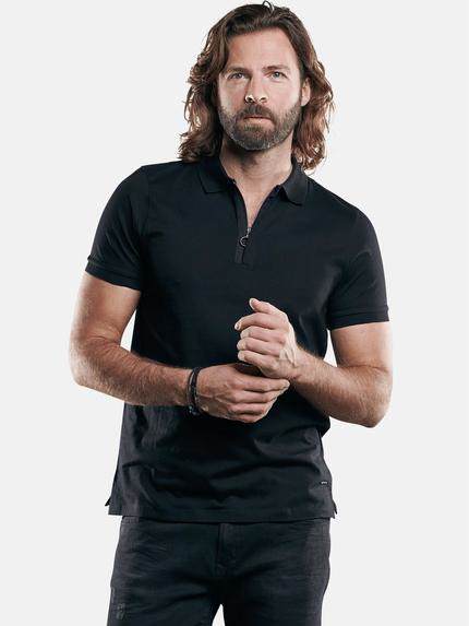 emilio adani Poloshirt mit Zipper-Kragen Schwarz