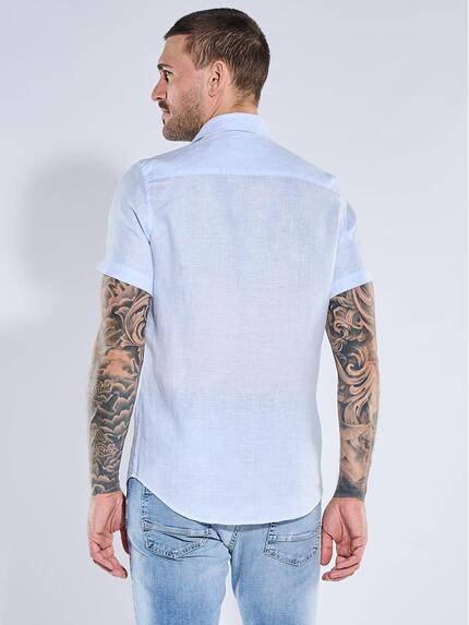 emilio adani Herren Kurzarmhemd aus Leinen-Qualität Hellblau 40676 emilio adani Herren Kurzarmhemd aus Leinen-Qualität Hellblau 40676