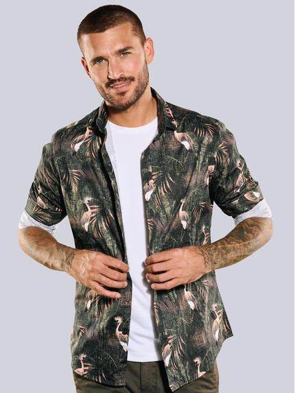 emilio adani Herren Langarm-Hemd aus Satin Grün 35780 emilio adani Herren Langarm-Hemd aus Satin Grün 35780