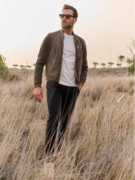 emilio adani Lederjacke slim fit Khaki