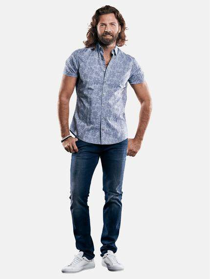 emilio adani Herren Baumwollhemd mit gewebtem Floralmuster Blau 29432 emilio adani Herren Baumwollhemd mit gewebtem Floralmuster Blau 29432
