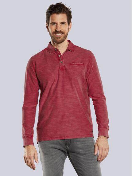 engbers Langarm-Shirt mit Polokragen Tomatenrot