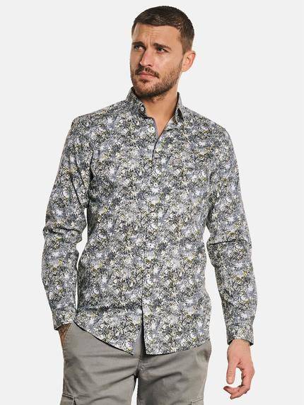 emilio adani Langarm-Hemd All-Over-Print Khaki