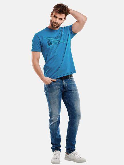 engbers Herren Modisch bedrucktes T-Shirt Cyanblau 27337 engbers Herren Modisch bedrucktes T-Shirt Cyanblau 27337