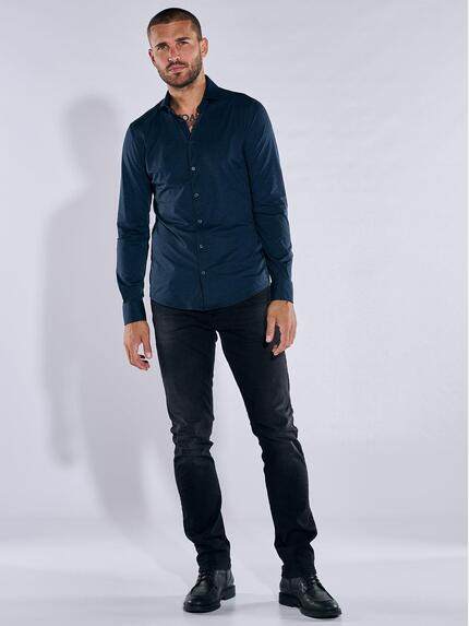 emilio adani Herren Funktions-Hemd Langarm Saphirblau 35841