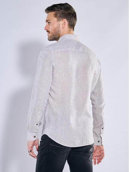 emilio adani Herren Langarm-Hemd aus Leinen Beige 38557 emilio adani Herren Langarm-Hemd aus Leinen Beige 38557