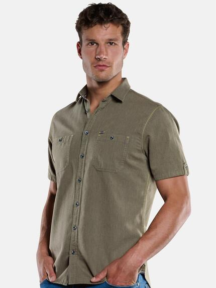 engbers Herren Kurzarm-Hemd uni Khaki 33438 engbers Herren Kurzarm-Hemd uni Khaki 33438