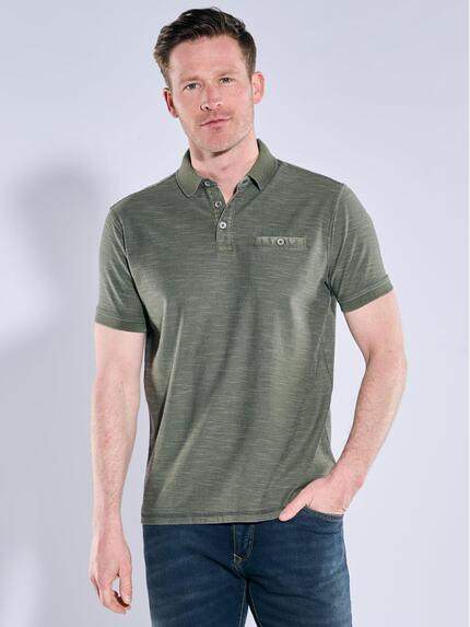 engbers Polo-Shirt strukturiert Oliv
