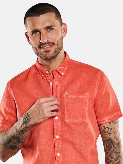 emilio adani Herren Kurzarm-Hemd mit Leinenanteil Rot 32999 emilio adani Herren Kurzarm-Hemd mit Leinenanteil Rot 32999