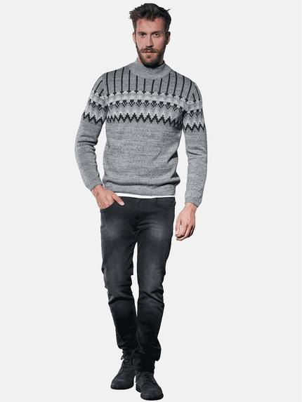 emilio adani Herren Gestrickter Norwegerpullover Grau 30849