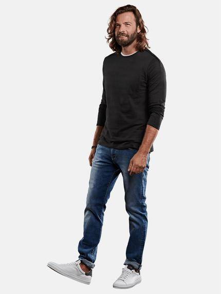 emilio adani Herren Cooles Longsleeve aus softem Jaquard-Material Schwarz 28866 emilio adani Herren Cooles Longsleeve aus softem Jaquard-Material Schwarz 28866