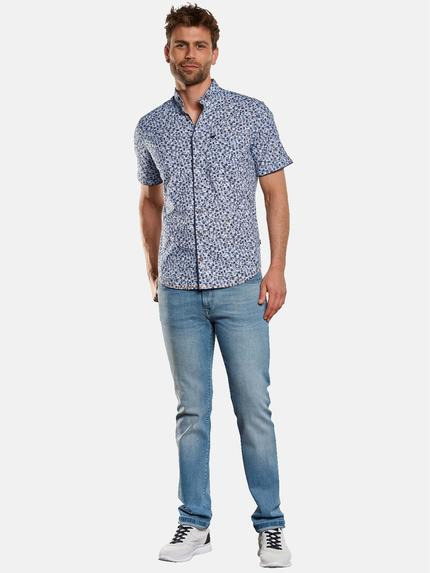 engbers Herren Kurzarm-Hemd gemustert Blau 33097
