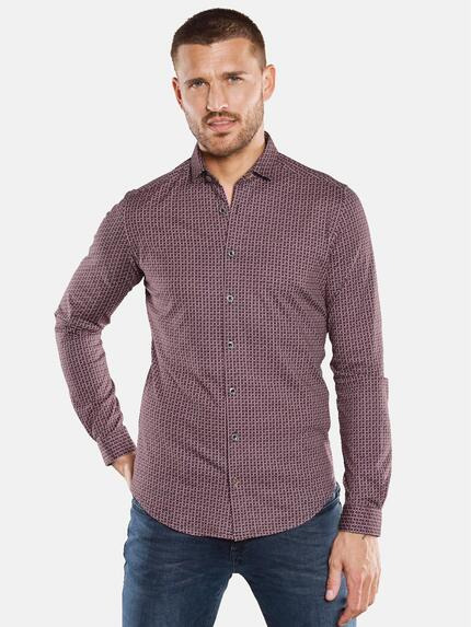emilio adani Langarm-Hemd mit All-Over-Print Karminrot