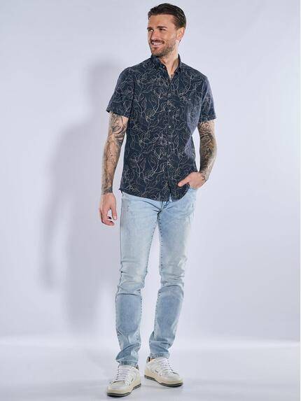 emilio adani Herren Kurzarm-Hemd gemustert Blau 38896 emilio adani Herren Kurzarm-Hemd gemustert Blau 38896