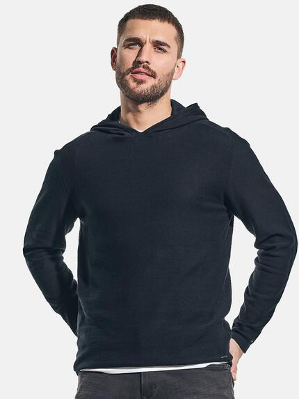 emilio adani Sportiver Strickpullover mit Kapuze Schwarz