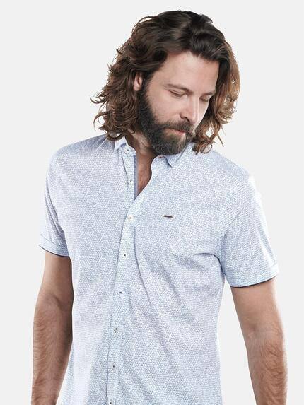emilio adani Herren Kurzarmhemd mit sommerlichem Sonnenbrillen Druck Himmelblau 29741