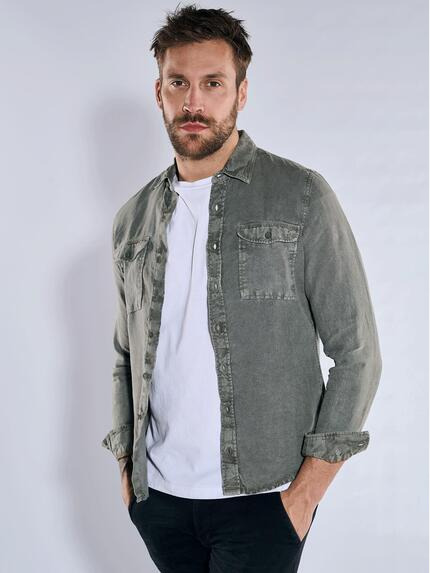 emilio adani Langarm-Hemd slim fit Oliv