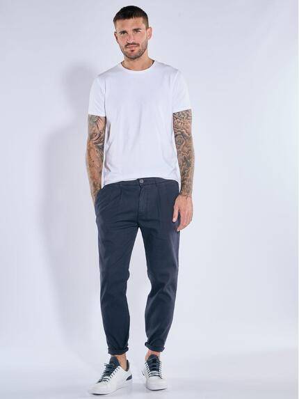 emilio adani Herren Chino mit Bundfalte Saphirblau 39107