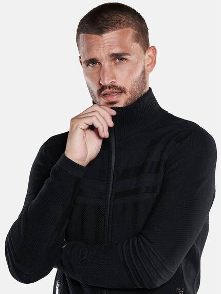 emilio adani Herren Cardigan strukturiert Schwarz 33810