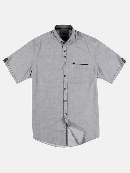 engbers Herren Unifarbenes Kurzarmhemd mit stylischen Kontrastdetails Silbergrau 29761