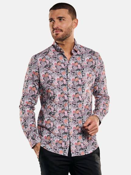 emilio adani Langarm-Hemd mit floralem Print Mandarinorange