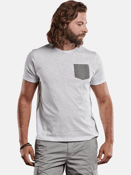 emilio adani Shirt mit Kontrasttasche Reinweiss