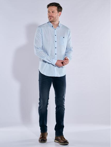 engbers Herren Langarm-Hemd mit Leinenanteil Blau 37232 engbers Herren Langarm-Hemd mit Leinenanteil Blau 37232