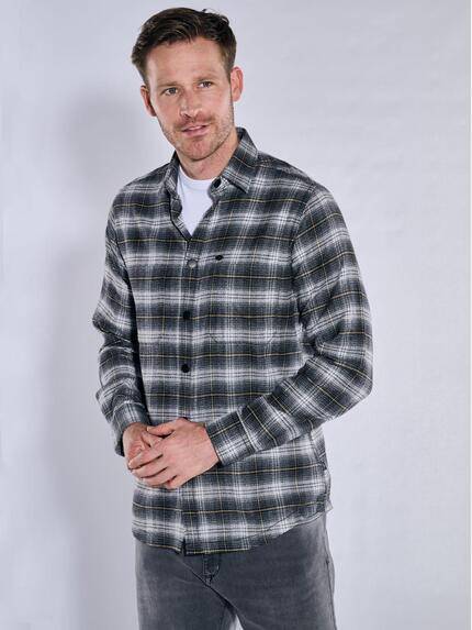 engbers Herren Langarm-Hemd gemustert Schwarz 37845