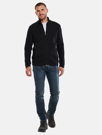 emilio adani Herren Cardigan strukturiert Blau 33814
