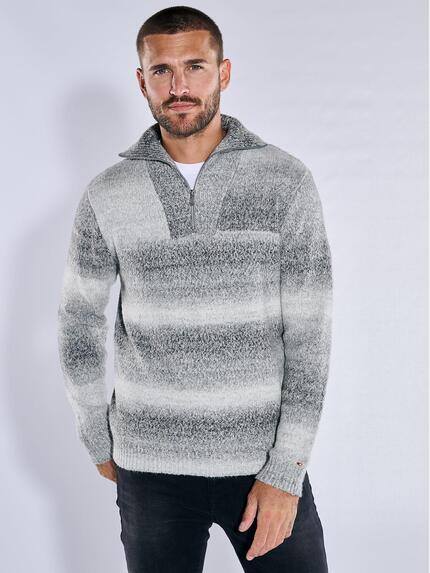 emilio adani Herren Pullover mit Troyerkragen Grau 37857