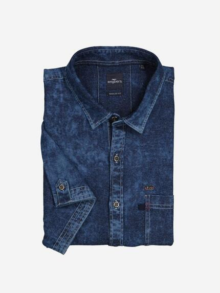 engbers Kurzarm-Hemd uni Indigoblau