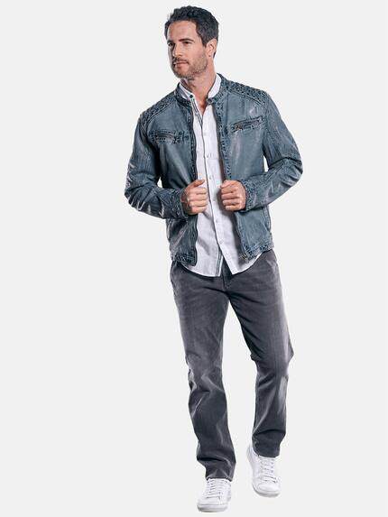 engbers Herren Rustikale Lederjacke in Trendfarbe Mittelblau 30641 engbers Herren Rustikale Lederjacke in Trendfarbe Mittelblau 30641
