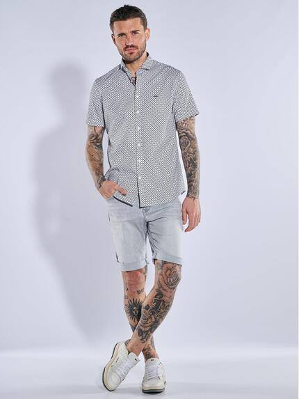 emilio adani Herren Kurzarm-Hemd gemustert Schwarz 39244